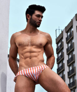 Coral Stripe Battysta Brief Swimsuit