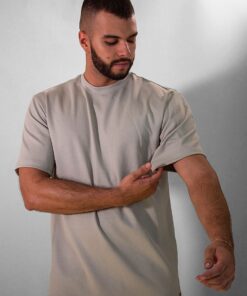 Champagne-colored cotton T-shirt