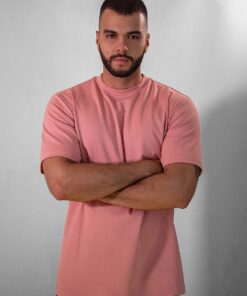 Guava-colored cotton T-shirt