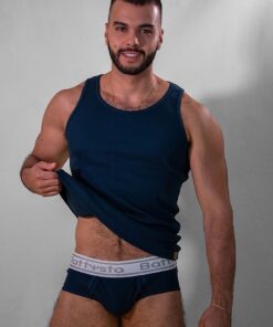 Cobalt blue ribbed cotton tank top